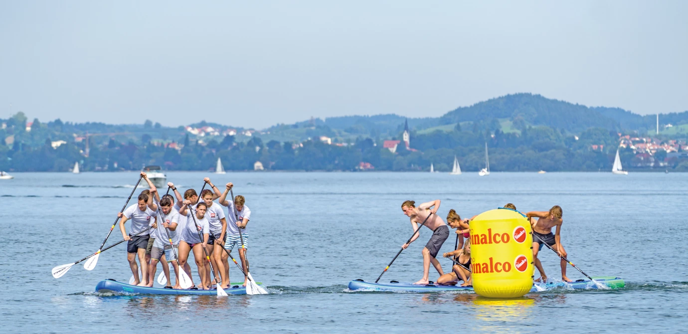 Voller Körpereinsatz: Impressionen vom feucht-fröhlichen SUP-Challenge-Tages unseres GU-Wohnbau