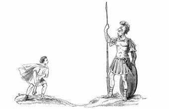 David und Goliath Illustration SW
